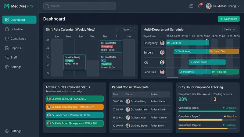 MedCore Pro Healthcare Scheduling Dashboard